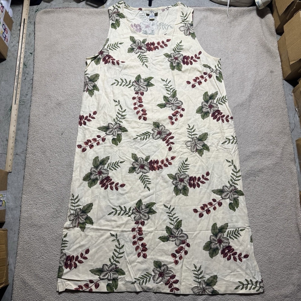 Original‎ TY Wear Dress Womens 24W Sleeveless Tank Floral Linen Rayon Pullover